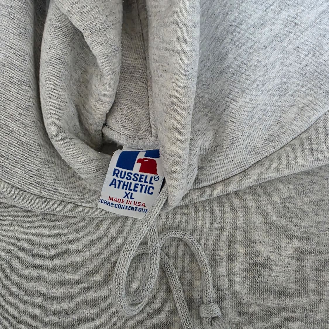 [XL] 90s 러셀 애슬레틱 아멘시칸 플래그 패치 라이트 그레이 후드티 상품이미지7