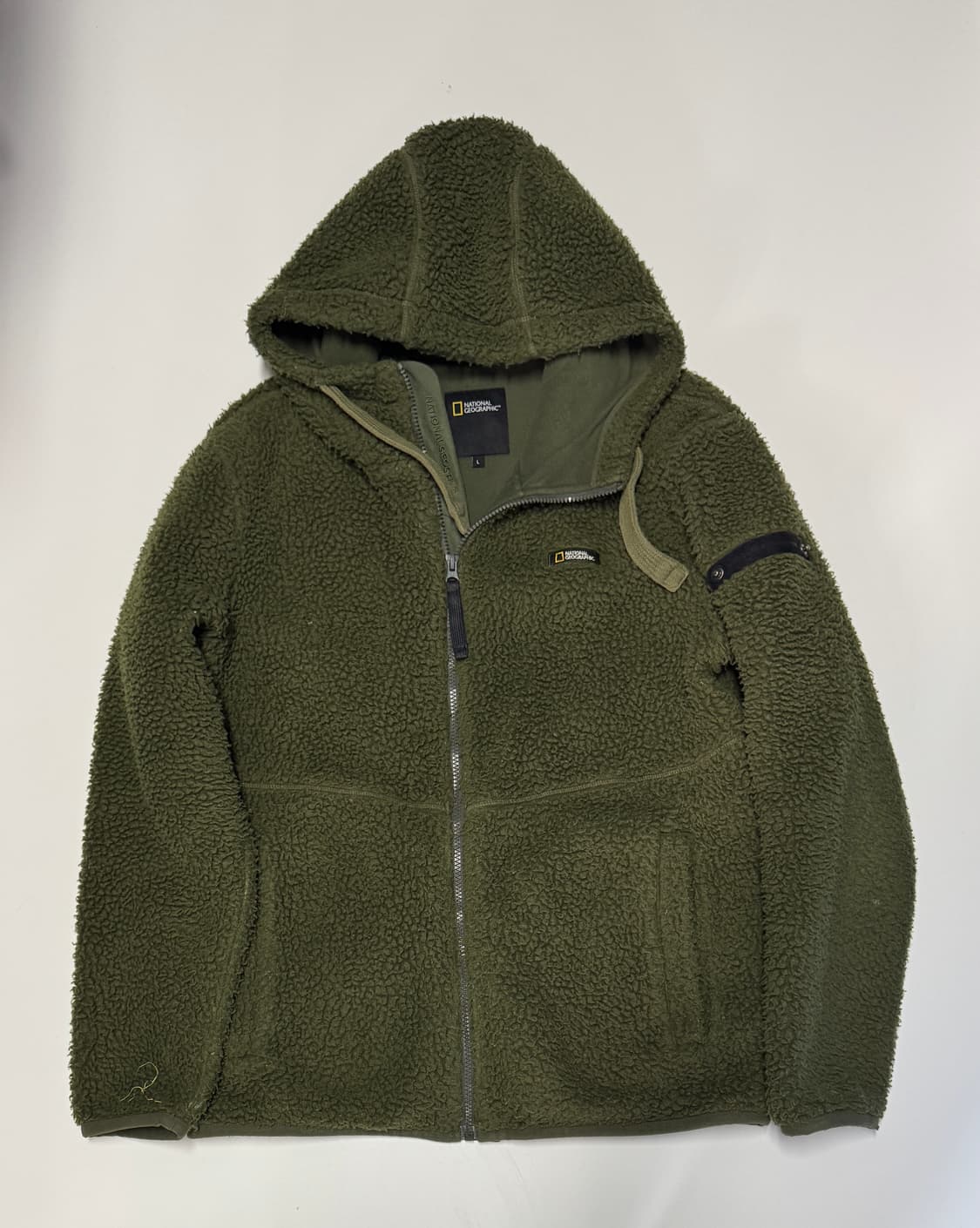 내셔널지오그래픽 후드 플리스 자켓 L 카키 상품이미지1