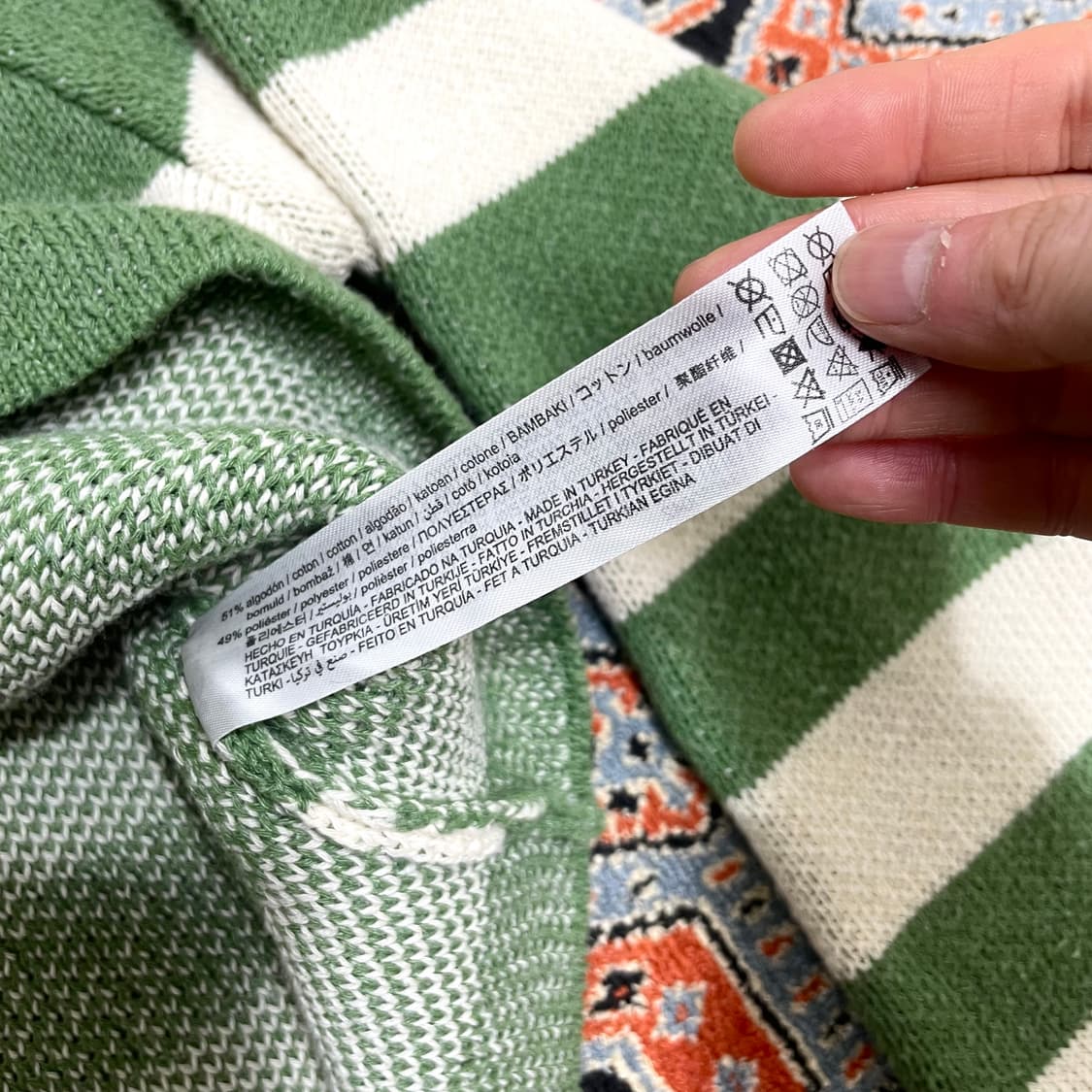 자라 그린 스트라이프 가디건 여성L 상품이미지4