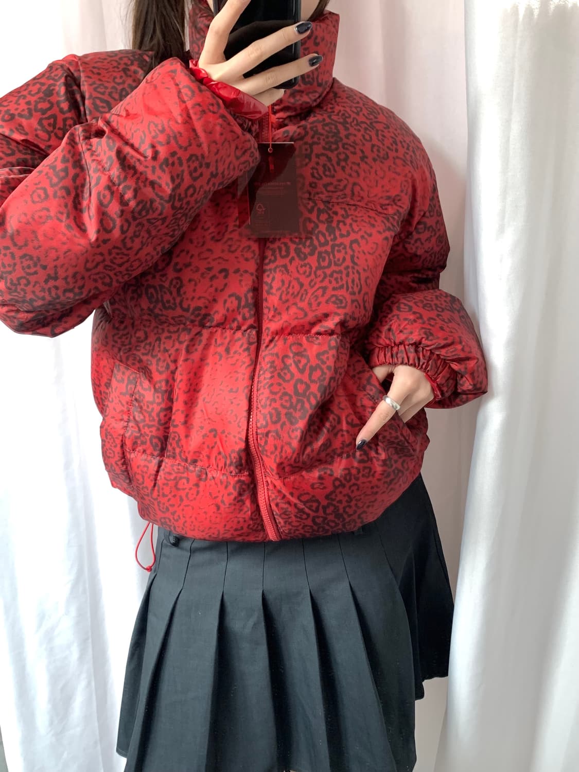 *새상품* Mardi 마르디 메크르디 레오파드 레드컬러 리버시블 다운 패 상품이미지9