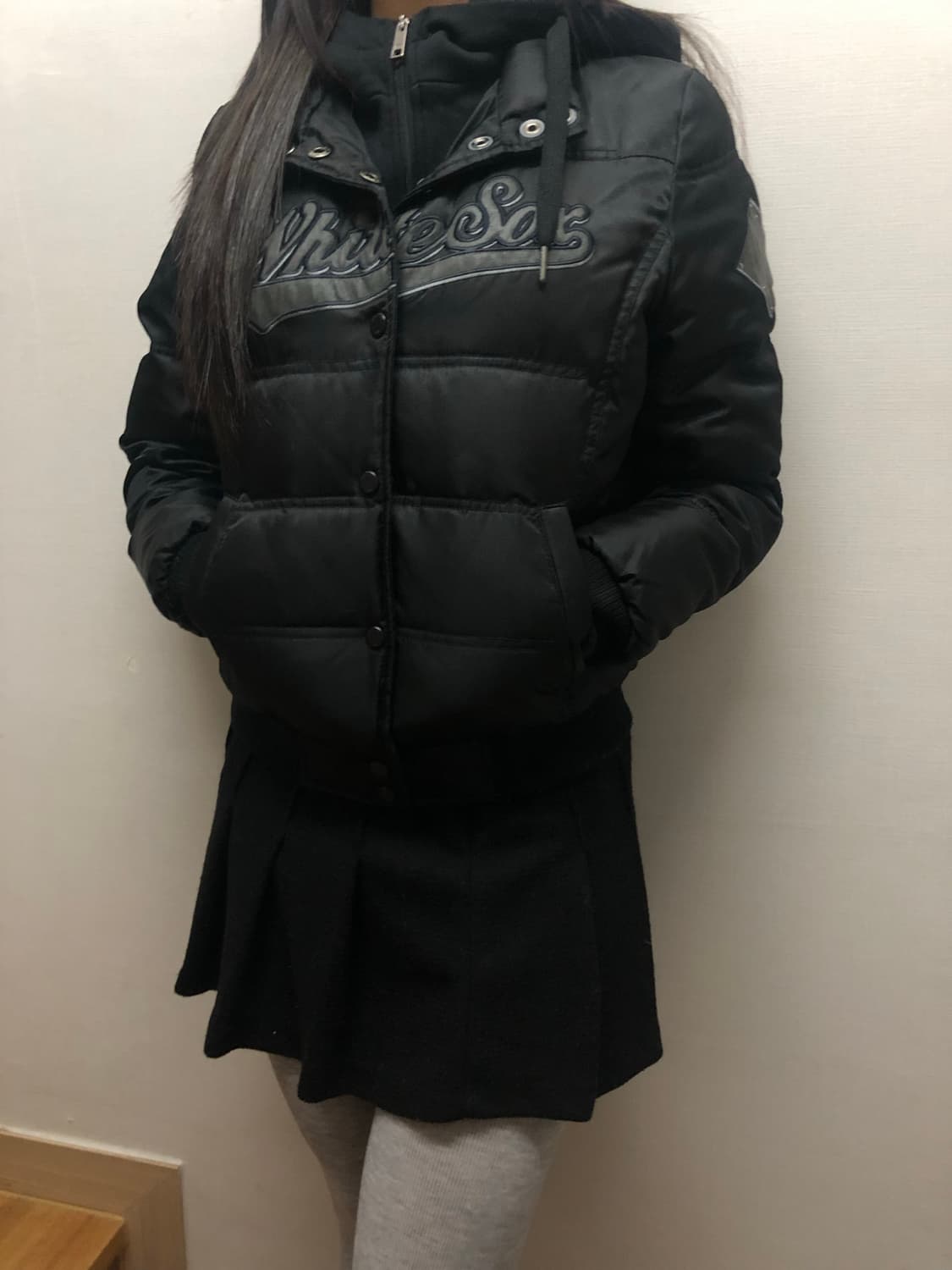 빈티지 mlb 블랙 펑크 후드 점퍼 상품이미지5