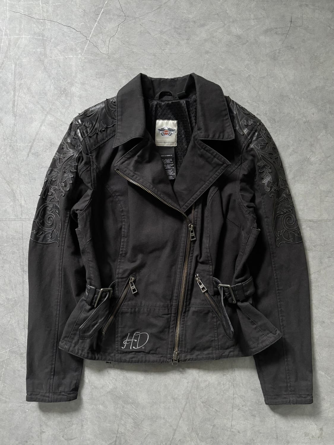 Harley Davidson 할리데이비슨 블랙 캔버스 라이딩 자켓 상품이미지1