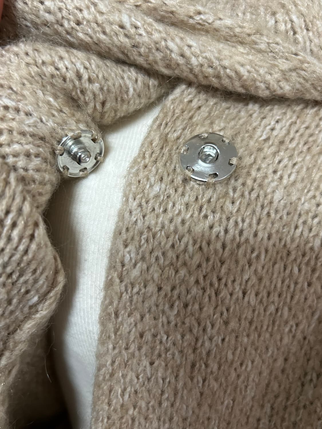 베이지 후드 숄카라 롱 니트 가디건 모리걸  상품이미지2