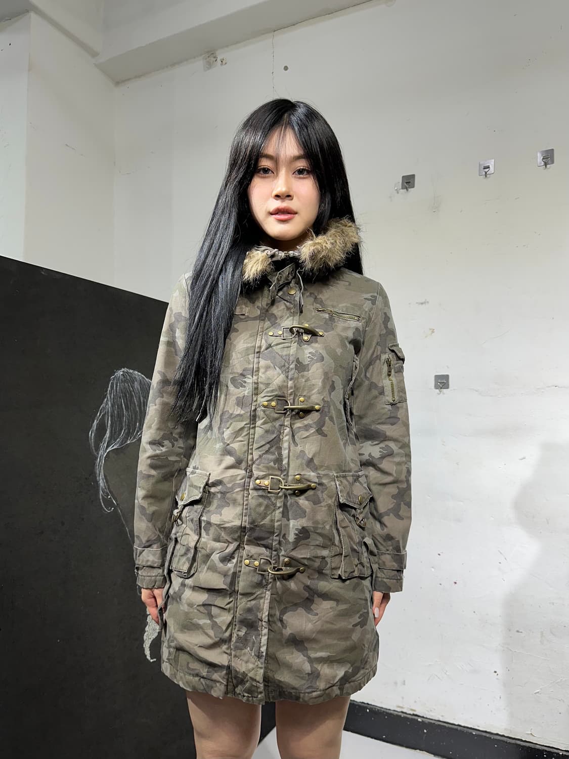 Jpn 일본빈티지 크레이지엔젤 토클 포인트 카모 롱자켓 야상 상품이미지6