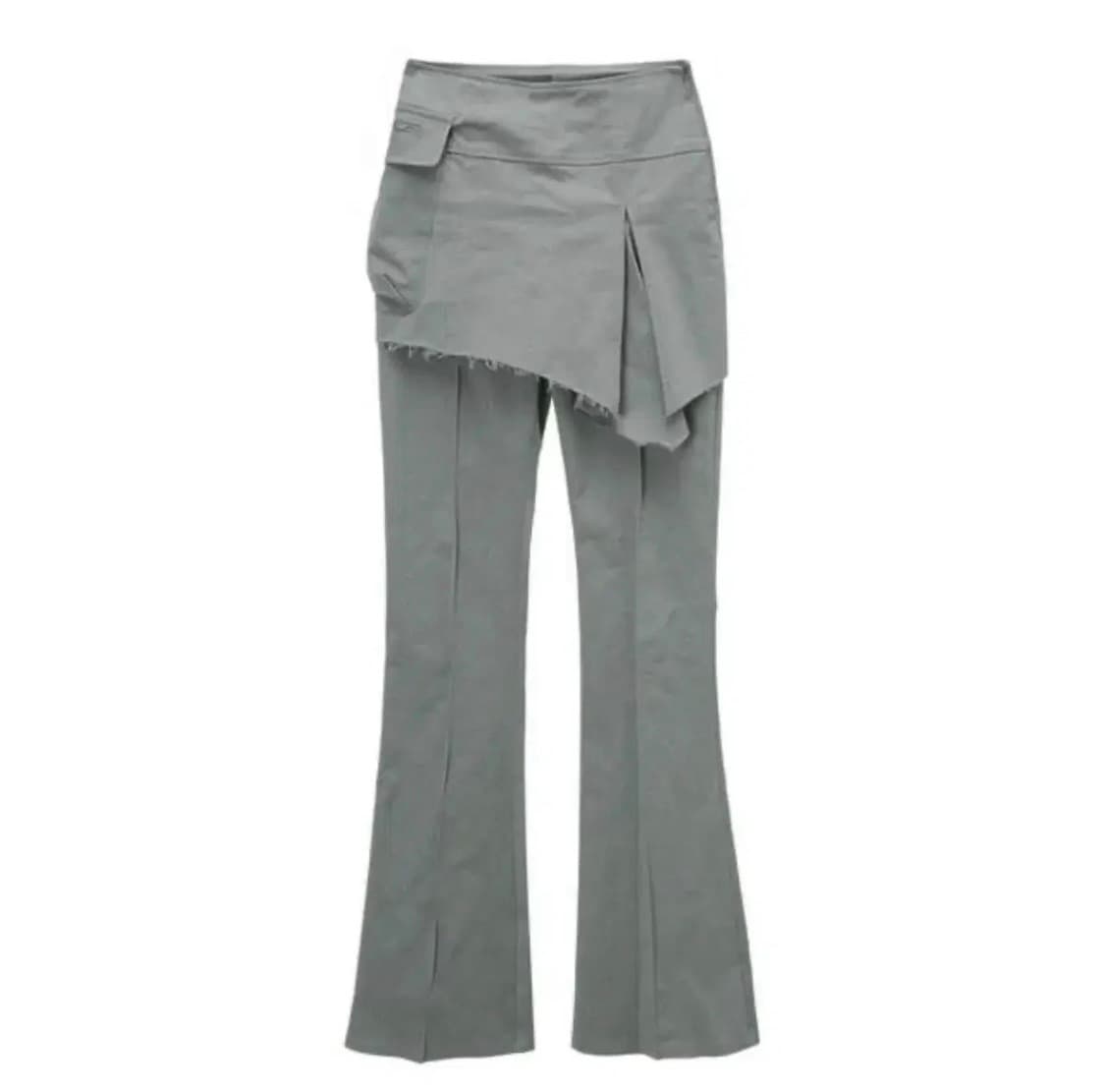 허그유어스킨 플레어 레이어드 스커트 (라이트 카키) 상품이미지1