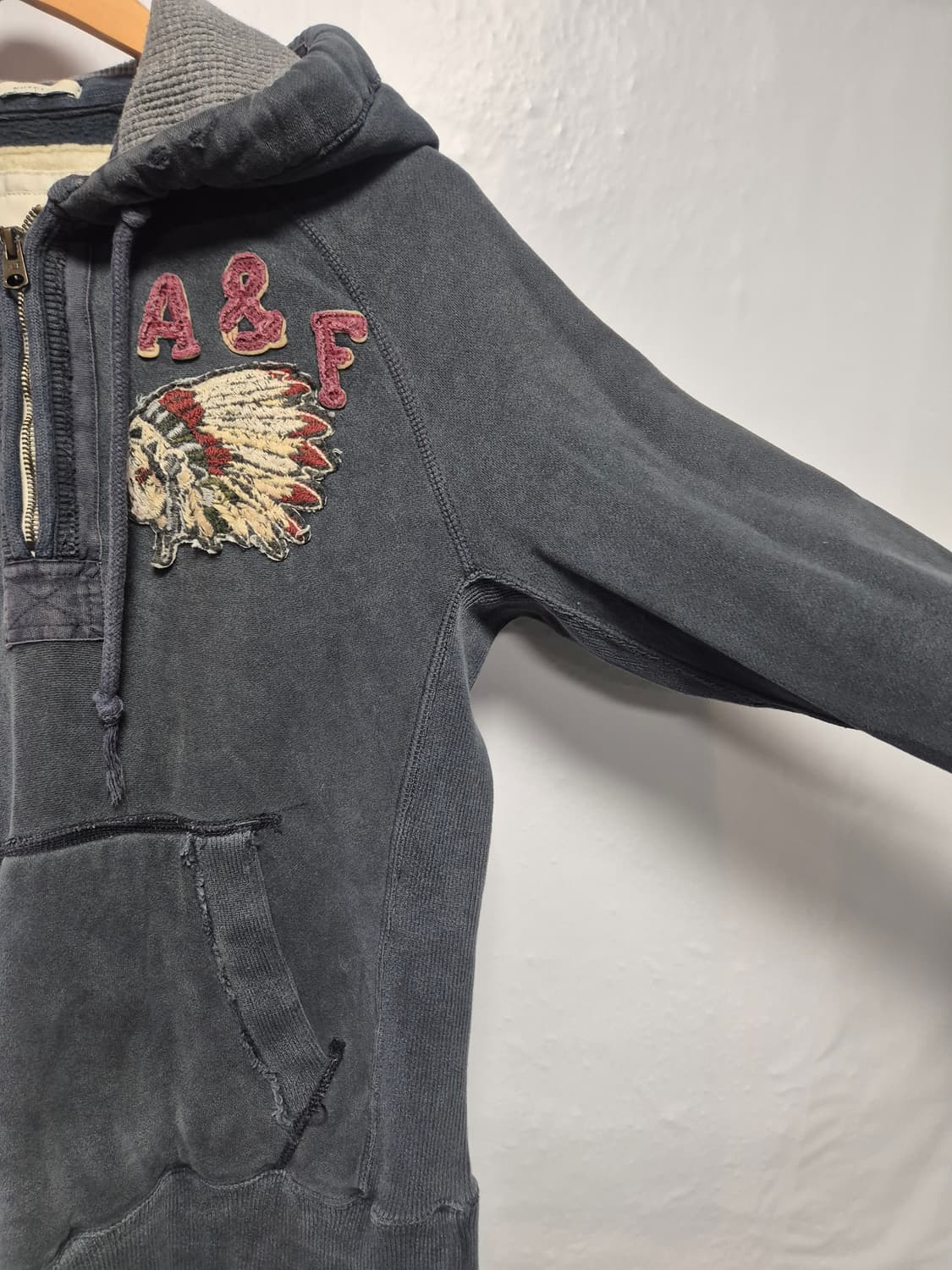 90 아베크롬비 Y2K 올드스쿨 인디언자수 반집업후드티 S사이즈 상품이미지8