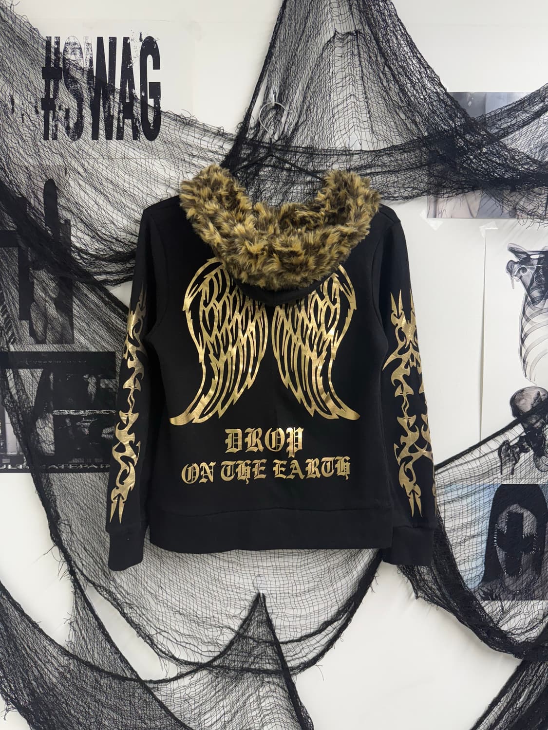 00s punk wing printing hood zip up 상품이미지1