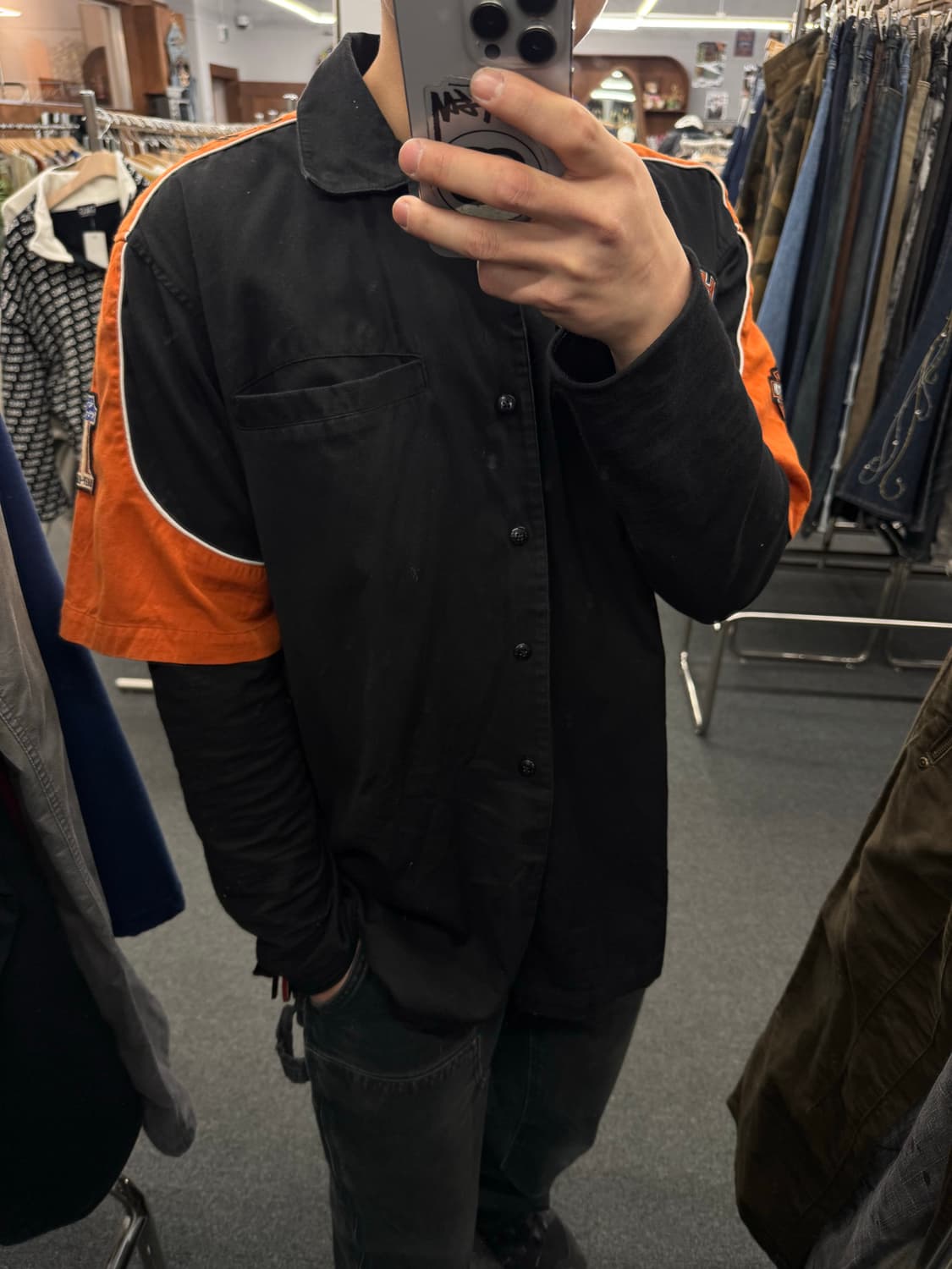 XL)할리데이비슨 빈티지 코듀로이 자수 로고 반팔 셔츠 상품이미지1