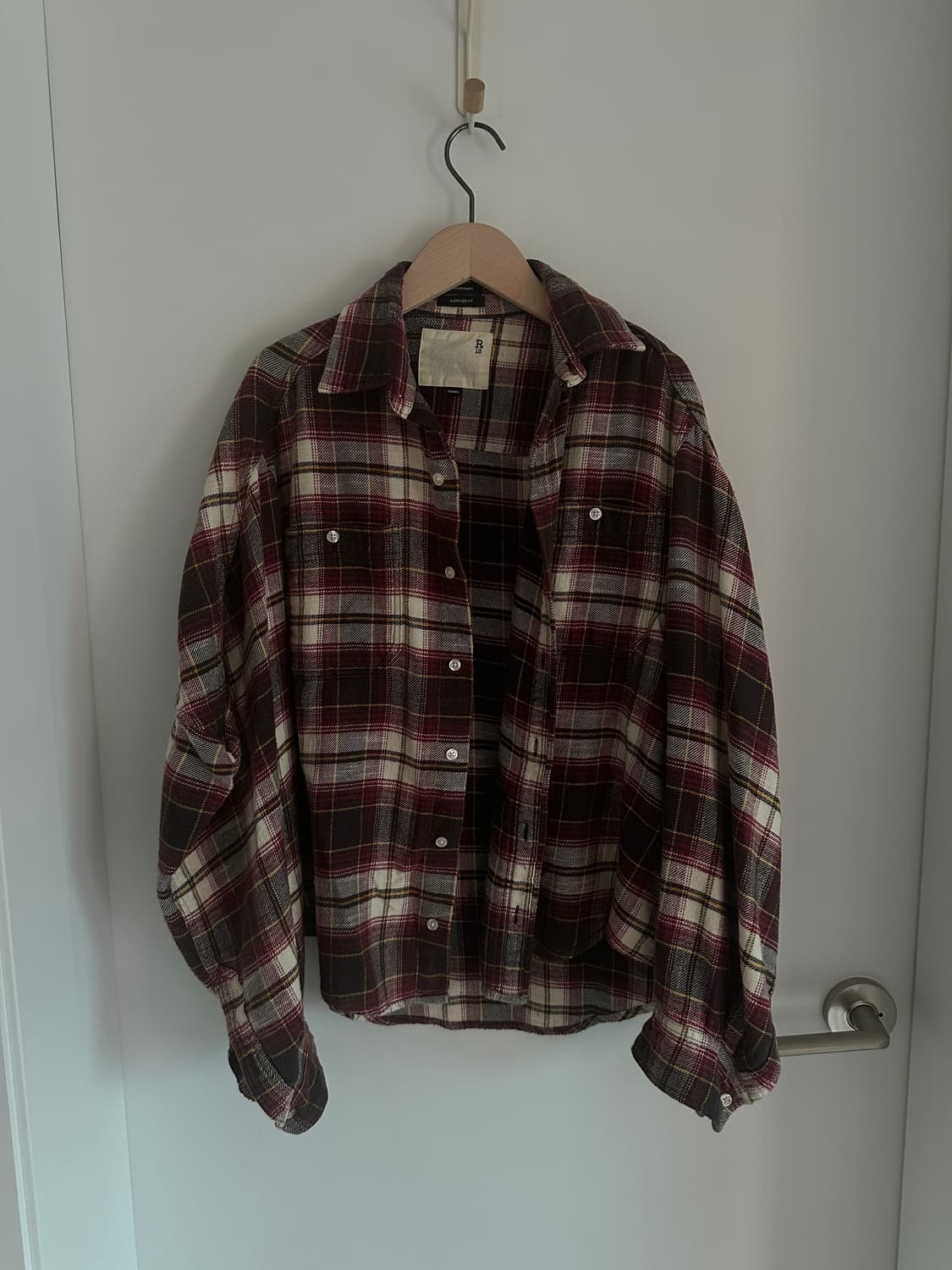 R13 오버사이즈 체크 셔츠 XS 상품이미지1