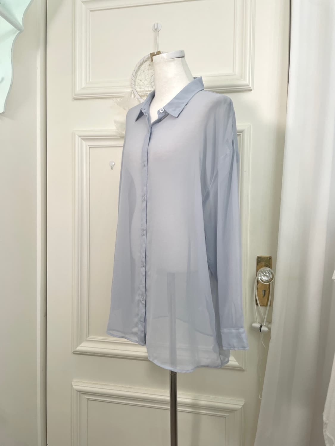 blue gray summer loose blouse(size-L) 상품이미지2