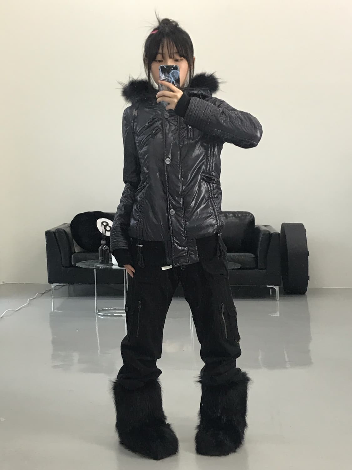 HEAVEN and Earth Black Puffer Jackets 상품이미지2