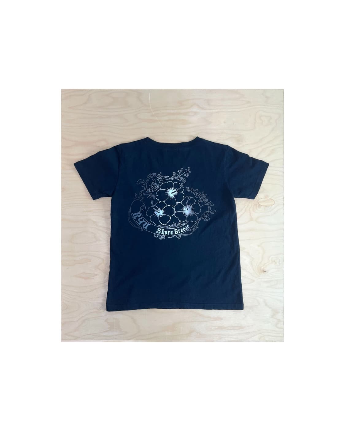 빈티지 블랙 하와이안 플라워 티셔츠 상품이미지3