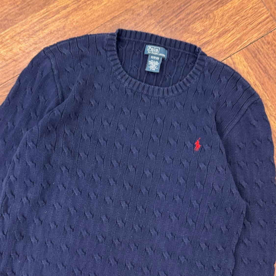 90 폴로 랄프로렌 케이블 네이비 라운드 니트  상품이미지2