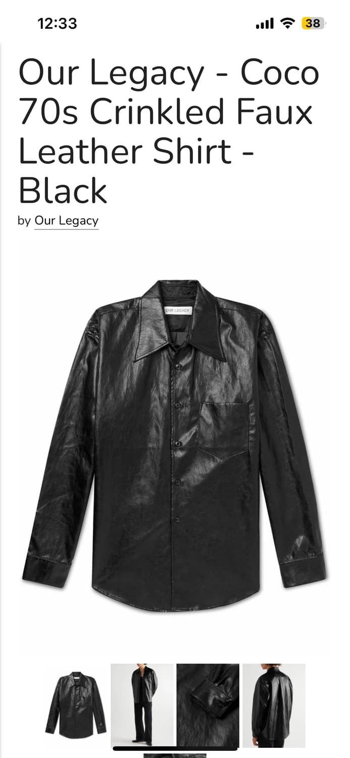 아워레가시 70s 코코 페이크레더 셔츠 44 상품이미지1