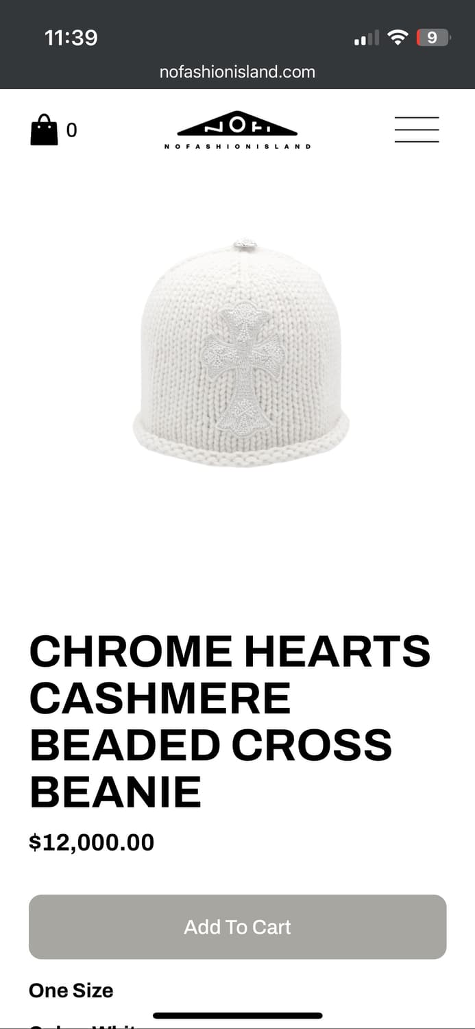 크롬하츠 캐시미어 비즈 크로스 화이트 비니 상품이미지10