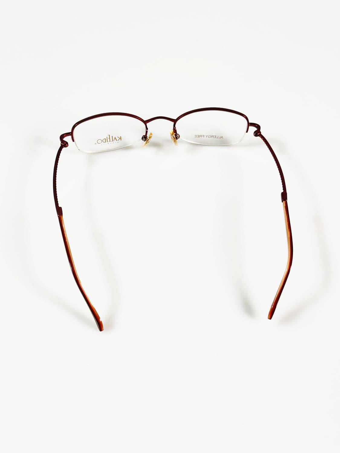 90s KALEIDO 브라운 메탈 반무테 스퀘어 빈티지 안경 상품이미지5