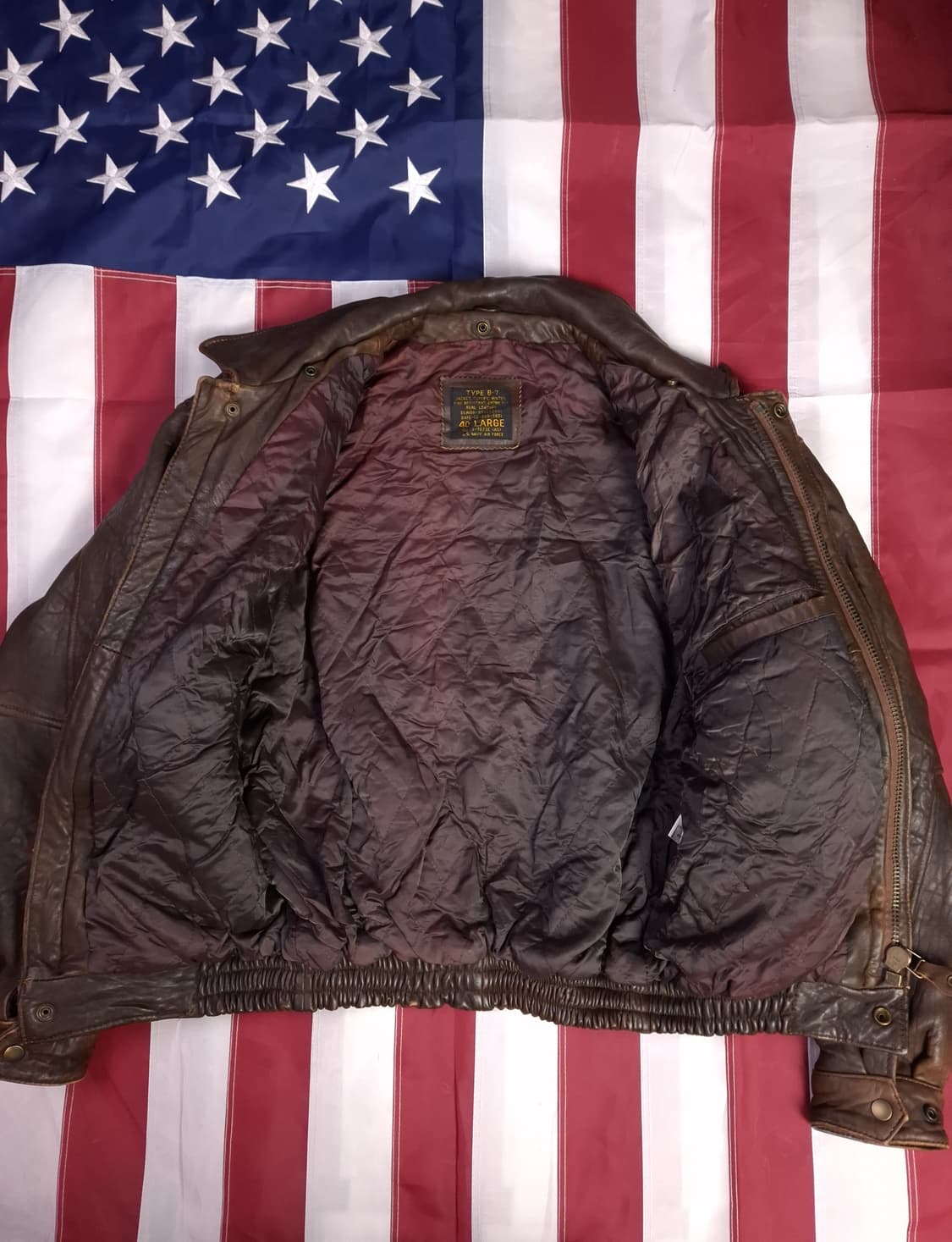 90's 국내산 일본판 빈티지 B-7 리얼레더 항공자켓 상품이미지9