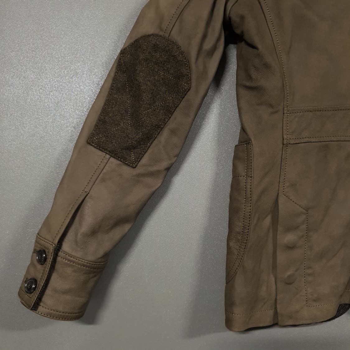 95) 커스텀멜로우 양가죽 램스킨 레더 엘보 패치 퀼팅 가죽 자켓 브라운 상품이미지9
