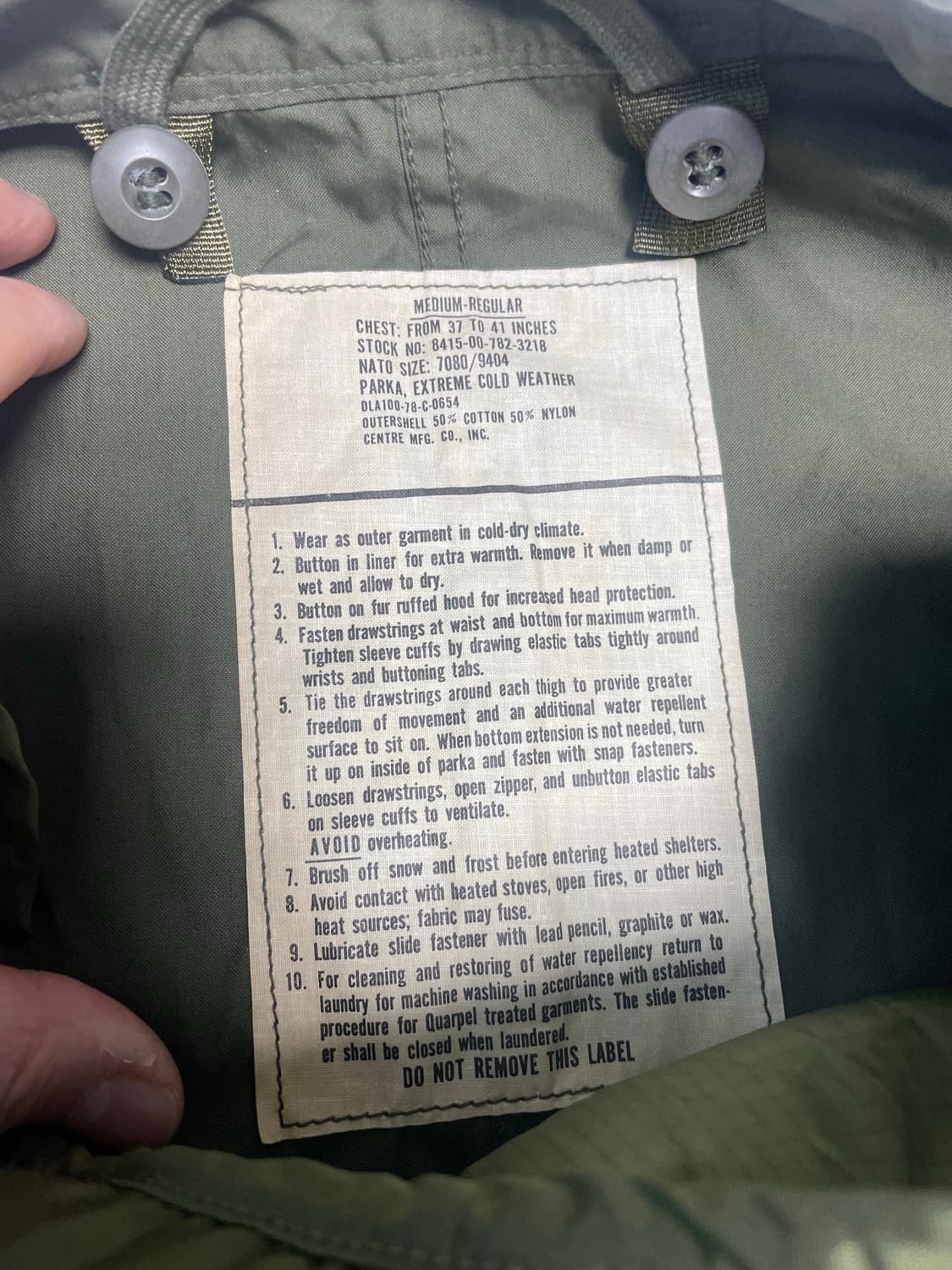 m65 og 피쉬테일 오리지널 미사용 데드스탁 M 개파카 상품이미지2