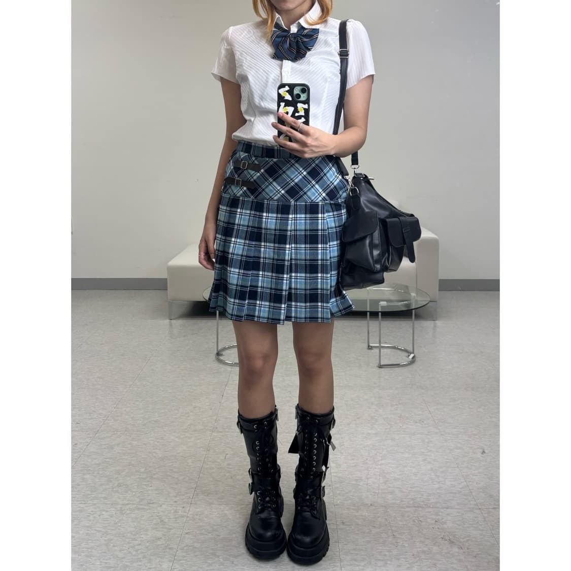 빈티지 쿠미쿄쿠 블루 프레피 스커트 상품이미지1