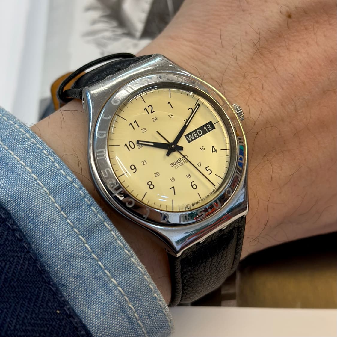 96년판) 빈티지 스와치 아이러니 레더 아이보리 상품이미지1