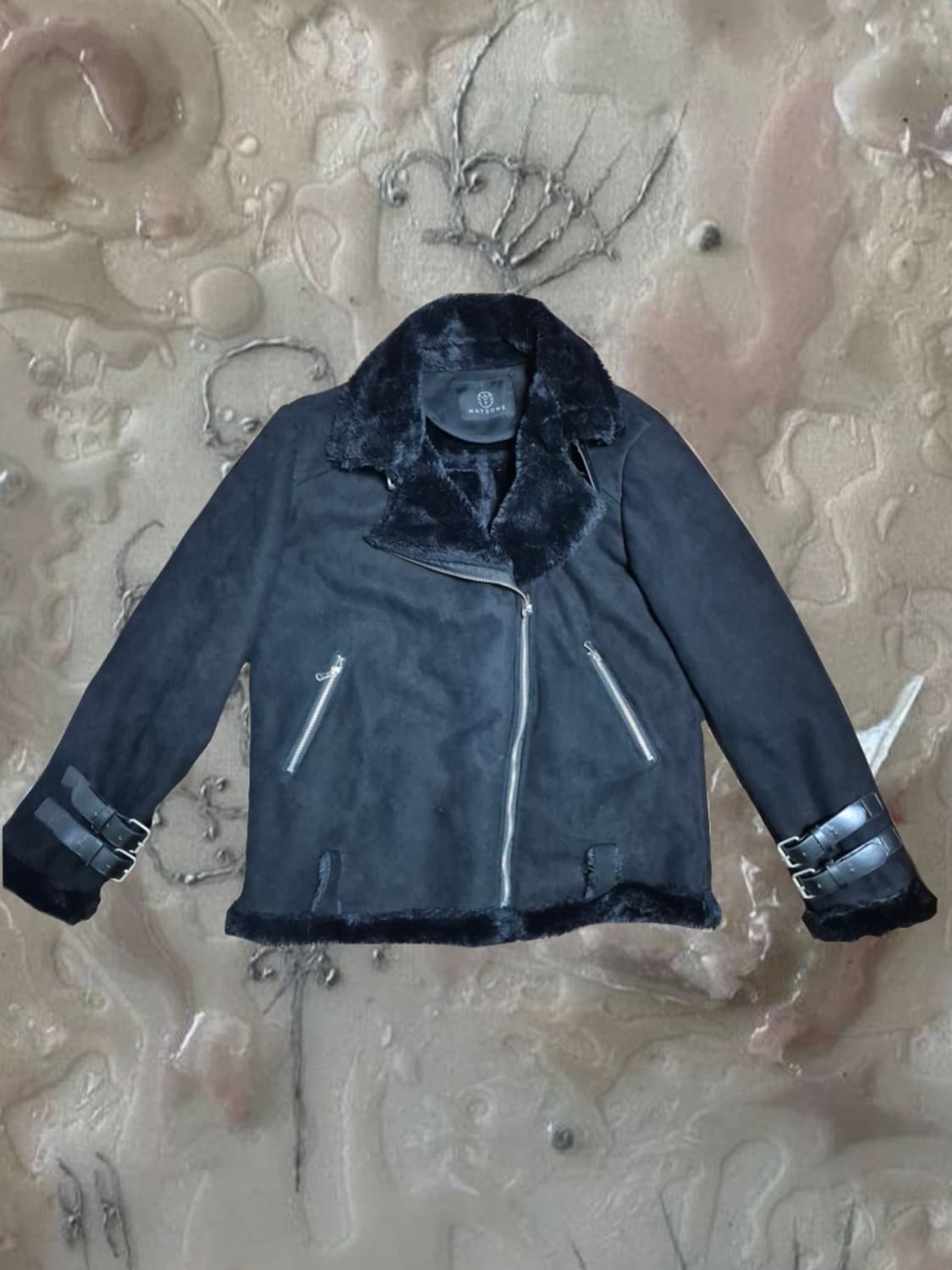 빈티지 MAYSONE 블랙 무스탕 라이더 자켓 상품이미지1