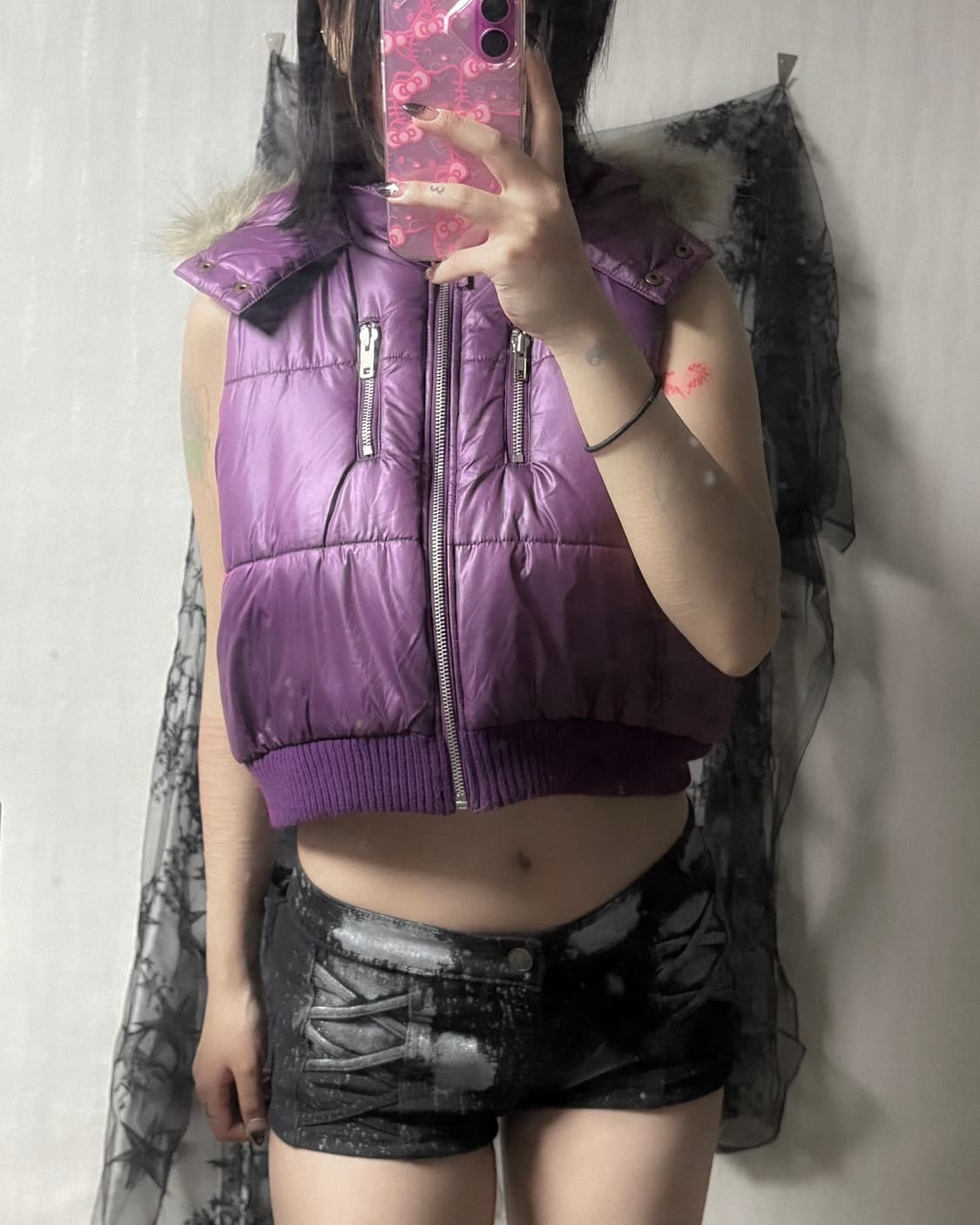 colza y2k 퍼 후드 패딩 베스트 상품이미지3