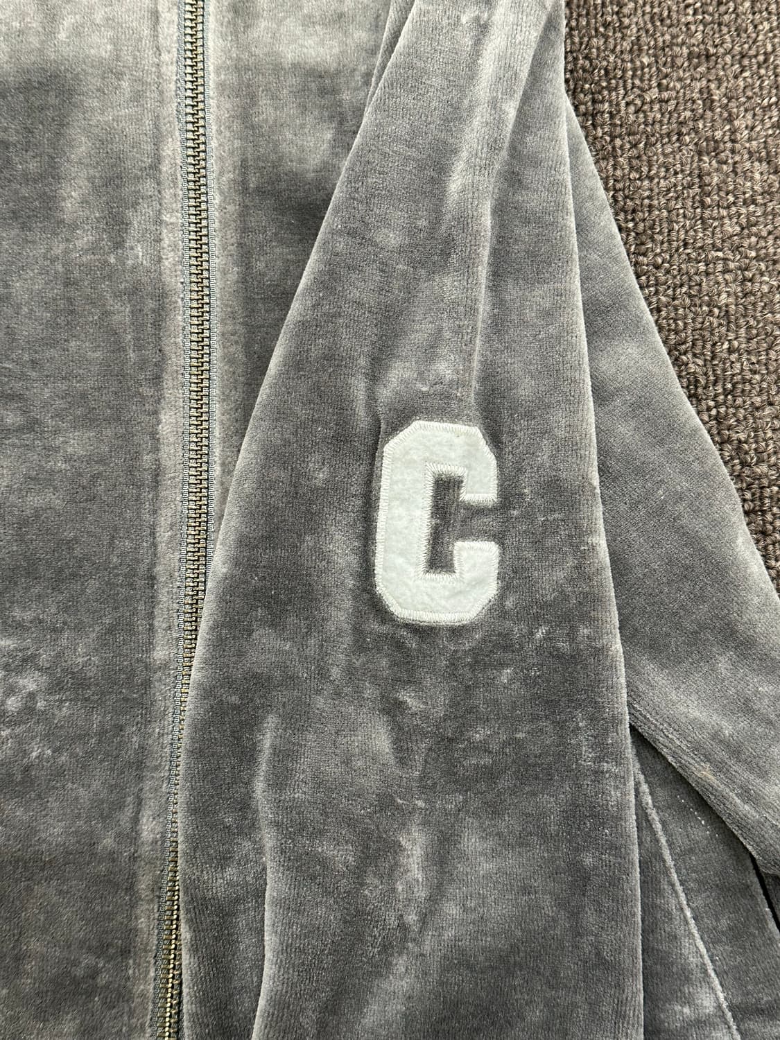 OS)챔피온 빈티지 여성 그레이 벨벳 집업 상품이미지6