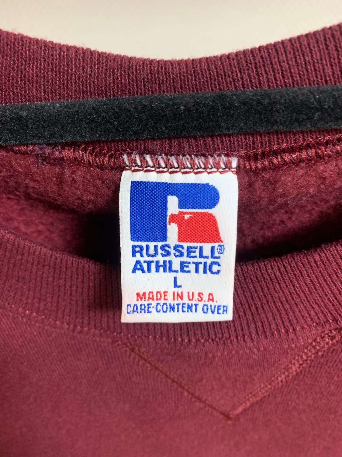 빈티지 90s USA 러셀 와인 네이비 투톤 스웻셔츠 L 상품이미지3