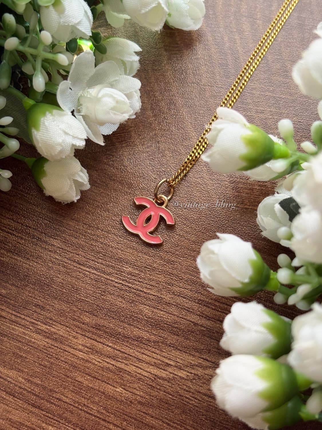 핑크) 샤넬 심플 미니 로고 골드 목걸이 상품이미지1