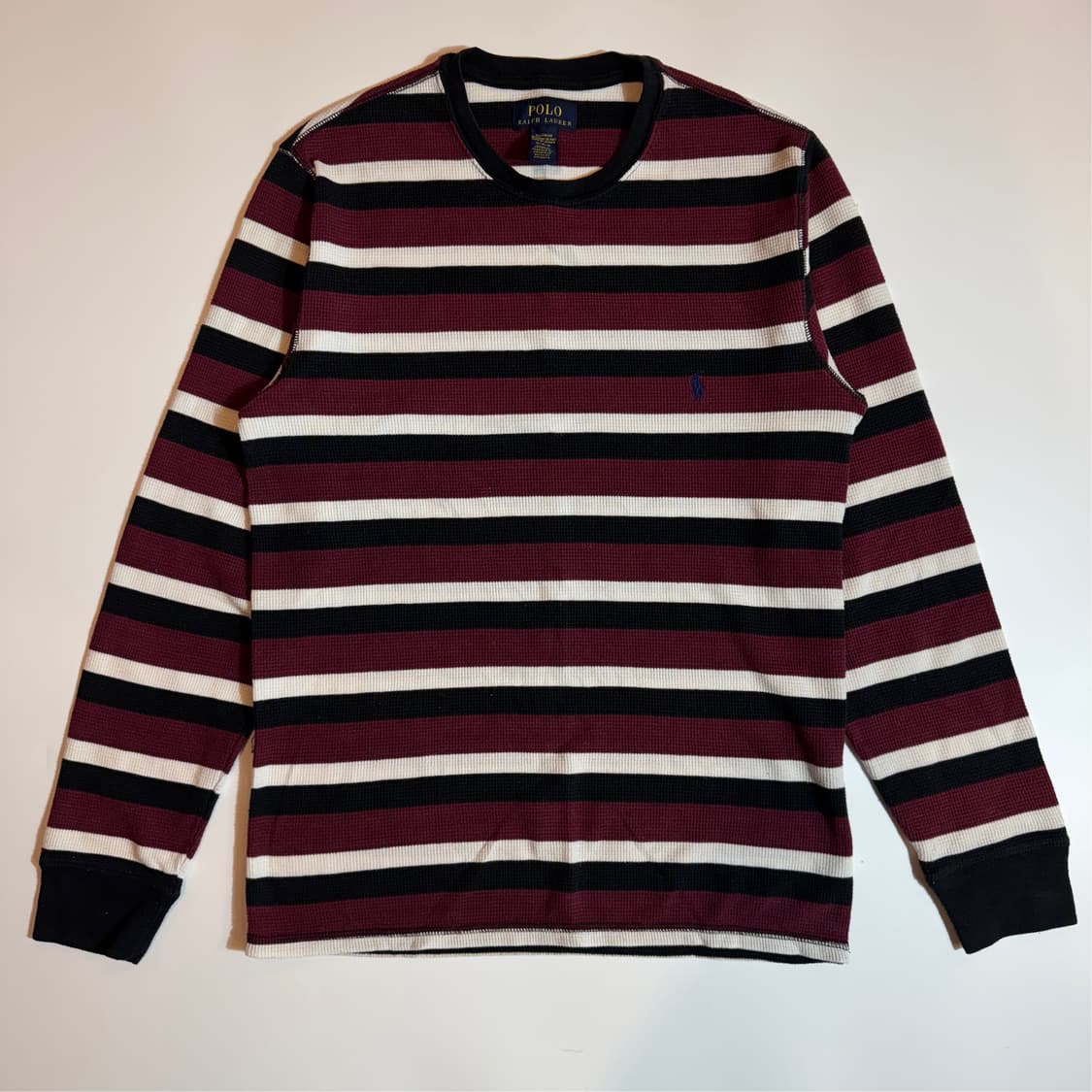 폴로 랄프로렌 레드 스트라이프 와플 티셔츠 상품이미지1