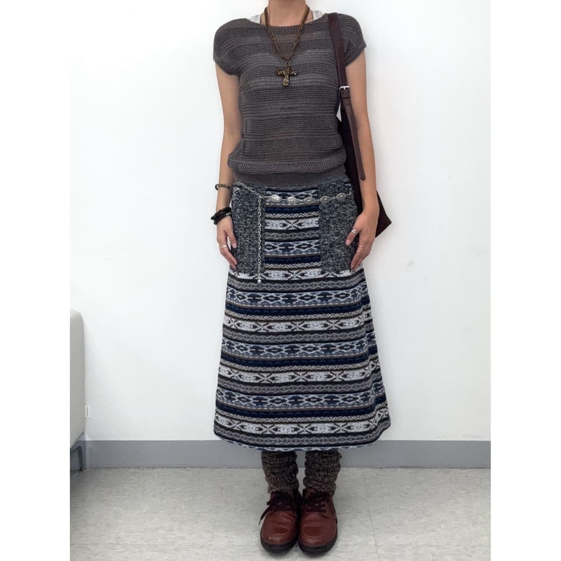 빈티지 반팔 크로셰 니트 상품이미지2