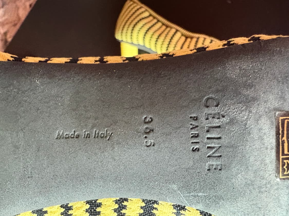 Celine 옐로우 스트라이프 힐 상품이미지5