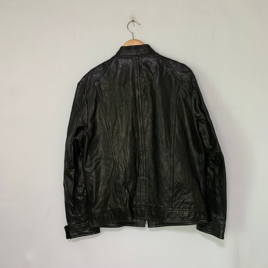 지오지아 빈티지 리얼레더 양가죽 라이더 벨티드넥 자켓 블랙 105 상품이미지3