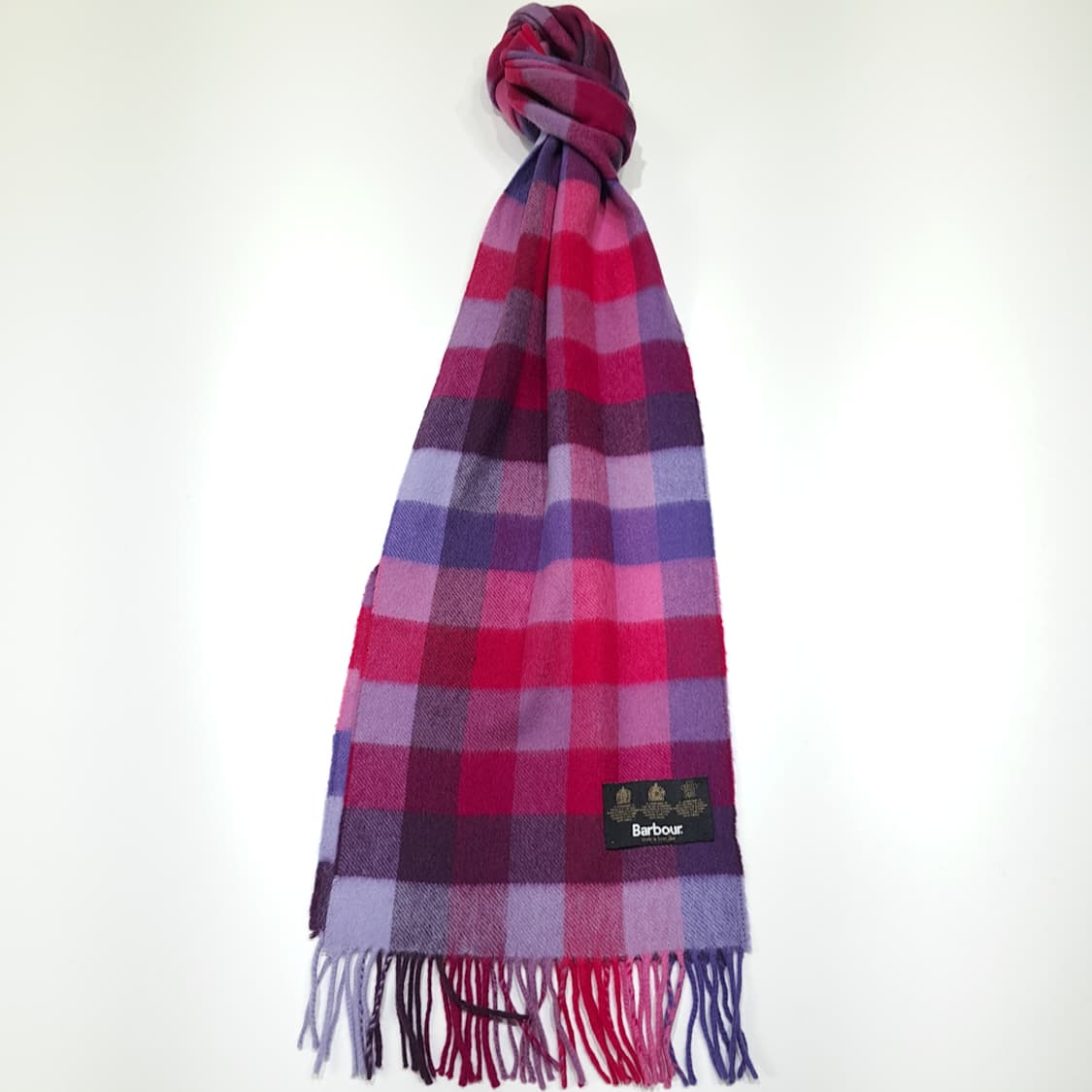 MX568 바버 00s 스코틀랜드판 램스울 체크 퍼플마젠타 머플러 목도 상품이미지1