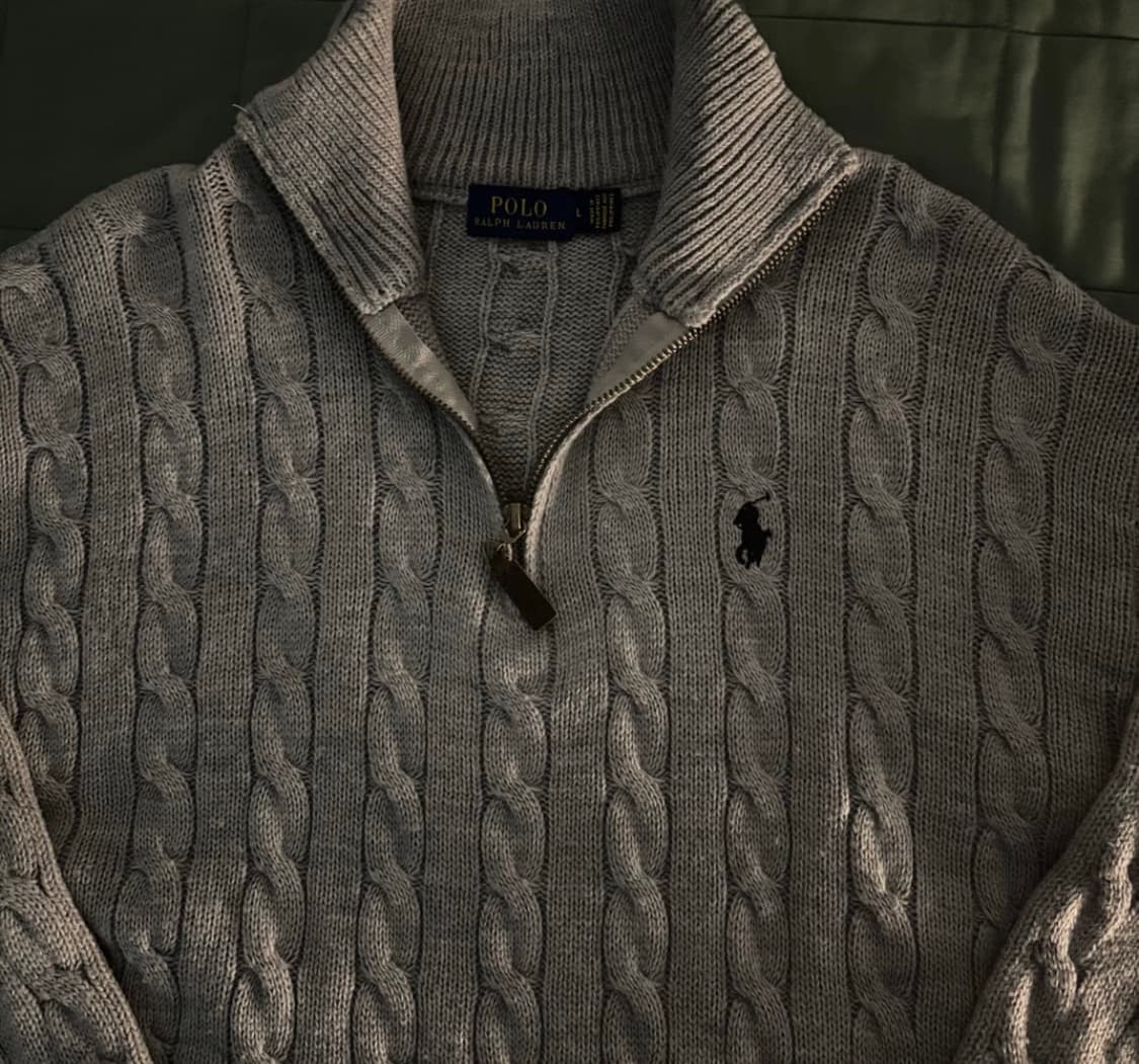 폴로 케이블 니트 반집업 상품이미지2