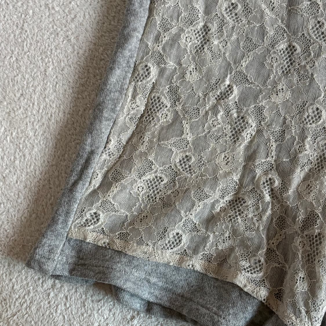 일본빈티지 그레이 레이스 일체형 반바지 롬퍼 상품이미지4