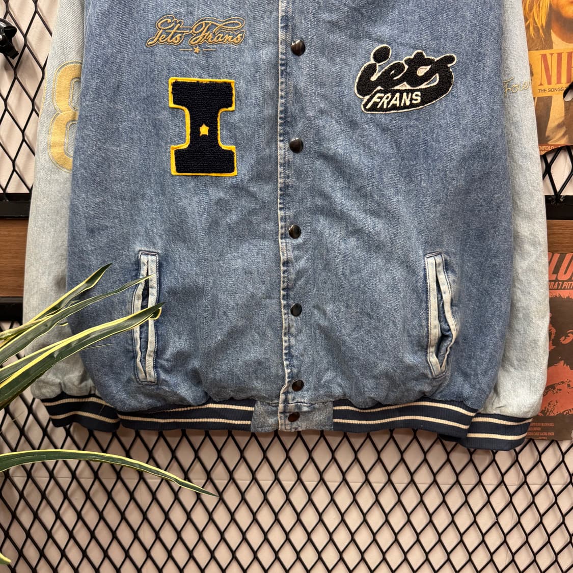 USA VINTAGE 데님 바시티 자켓 전후면 패치 포인트 연청 상품이미지4