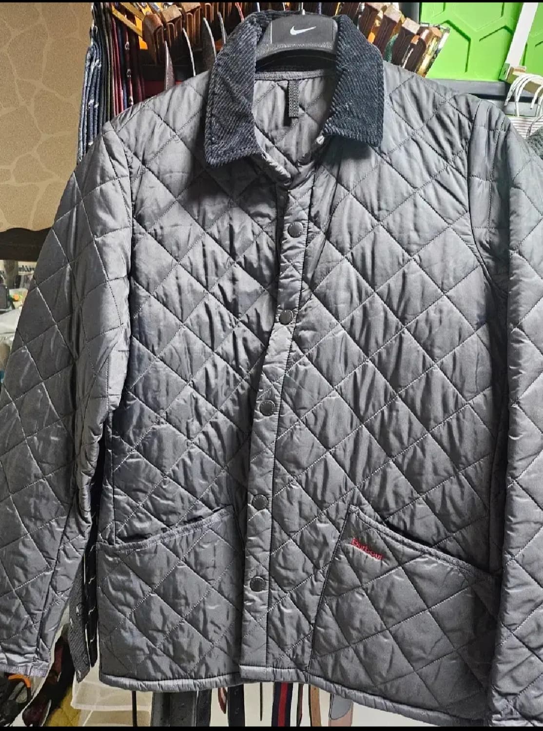 (M)바버 퀄팅 자켓 챠콜 상품이미지1