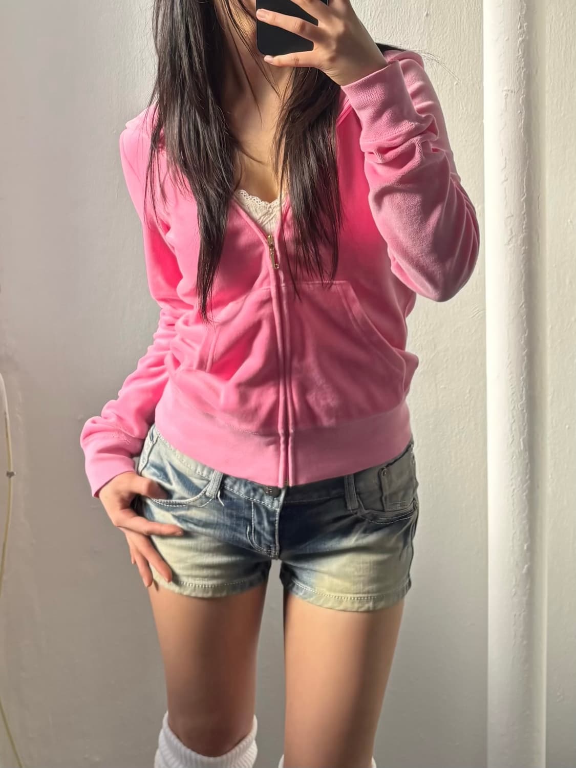 Juicy Couture Pink Velvet Hood Zip-Up 상품이미지2