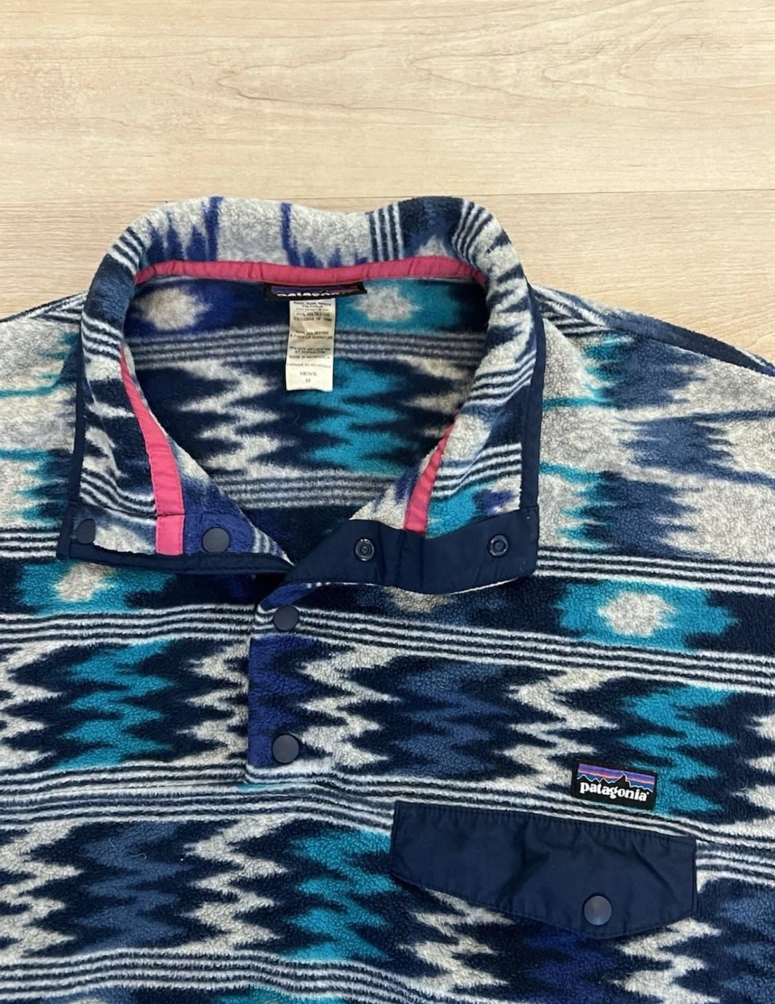 13FW 파타고니아 신칠라 스냅-T 플리스 네이비/블루 이카트 패턴 상품이미지3