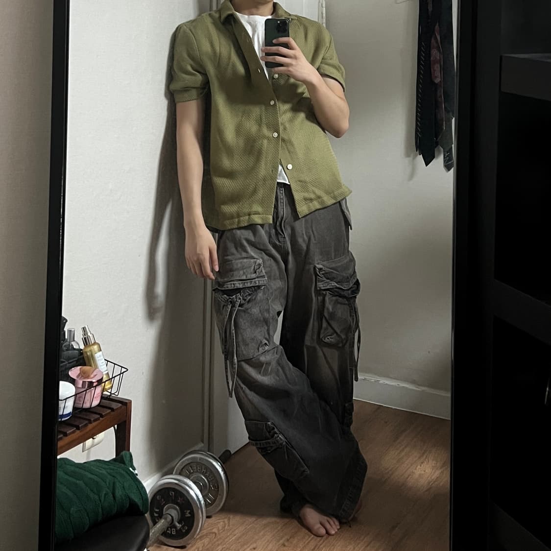 H&M 올리브그린 반팔니트셔츠 L-XL 상품이미지9