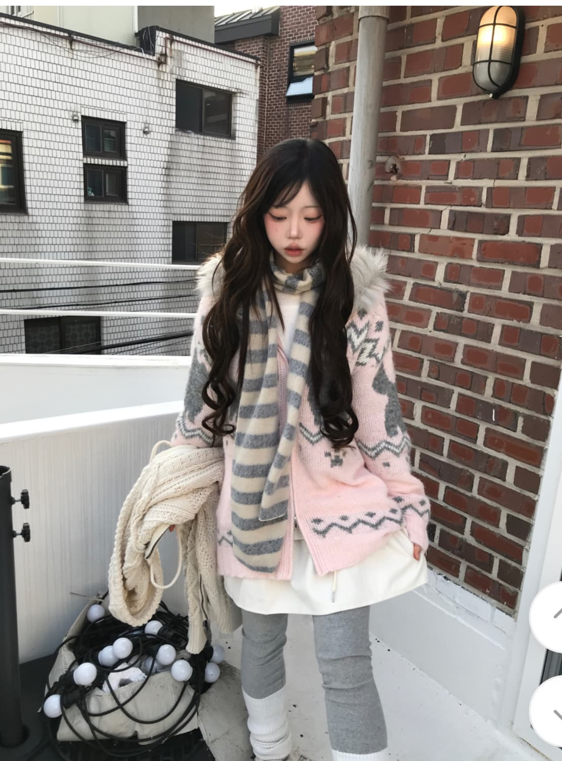 당일배송)코디 set/ 히니츠키 로맨틱캣츠퍼 후집+목도리 상품이미지1