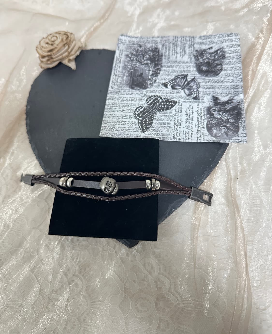 빈티지  해골 가죽 팔찌 상품이미지2