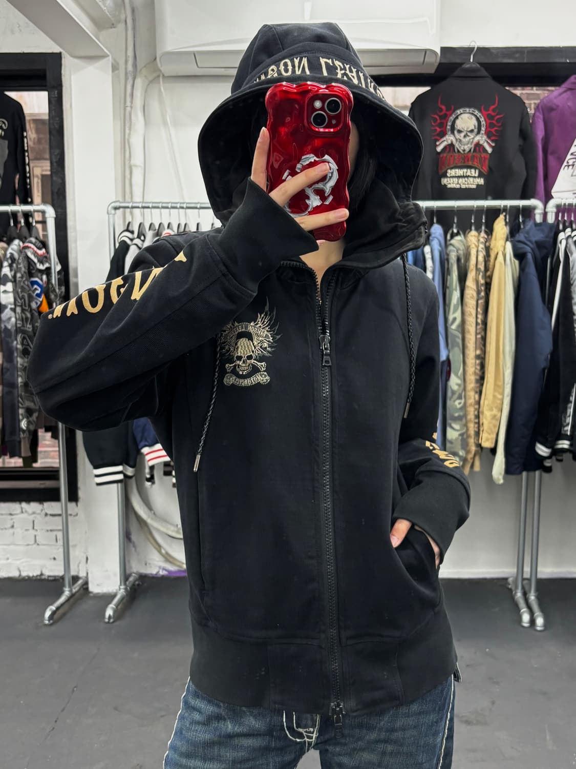 밴슨 레더 하이넥 후드집업 상품이미지4