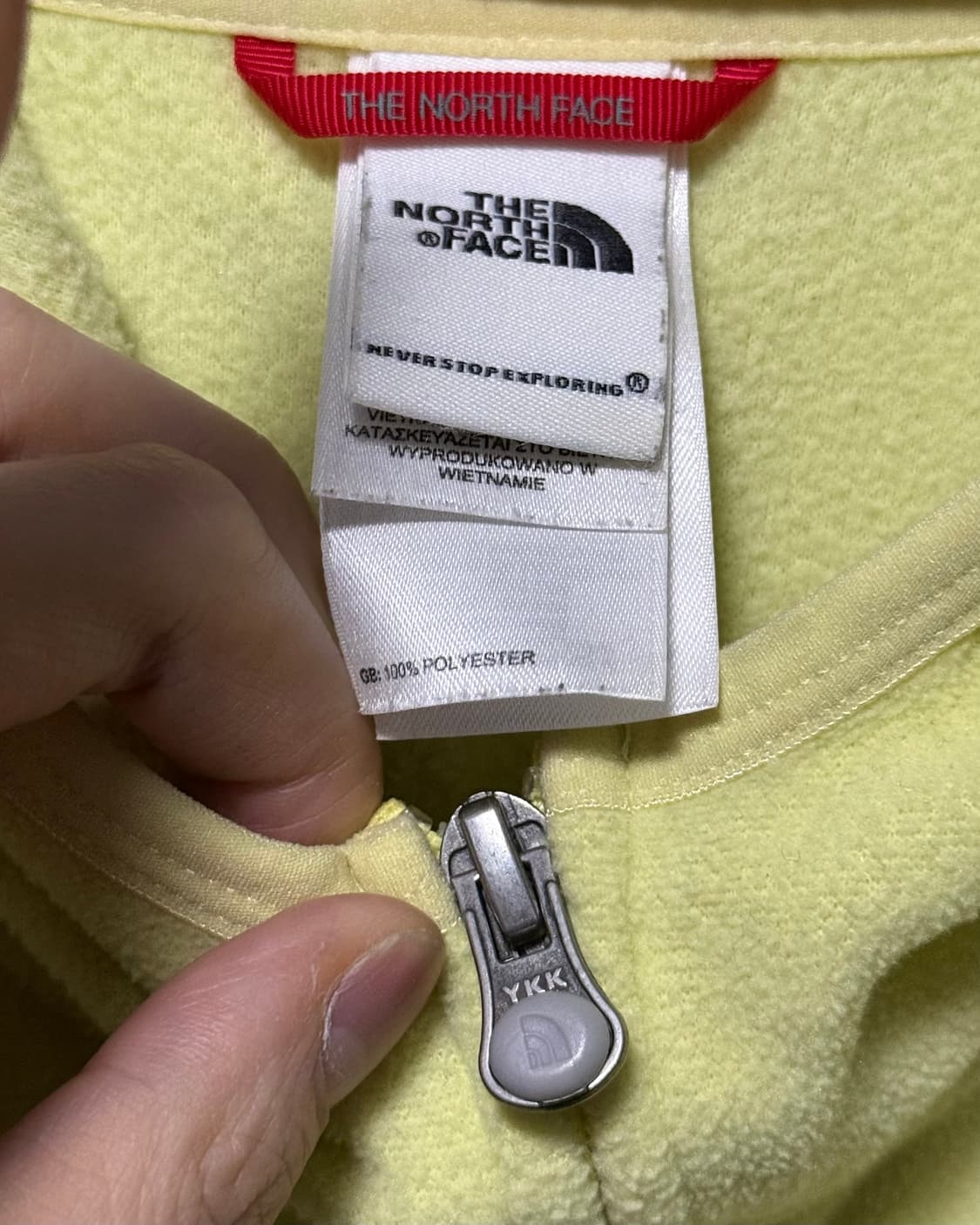 노스페이스 후리스 플리스 노랑색 옐로우 후드 집업 상아색 폴라텍 여성  상품이미지6