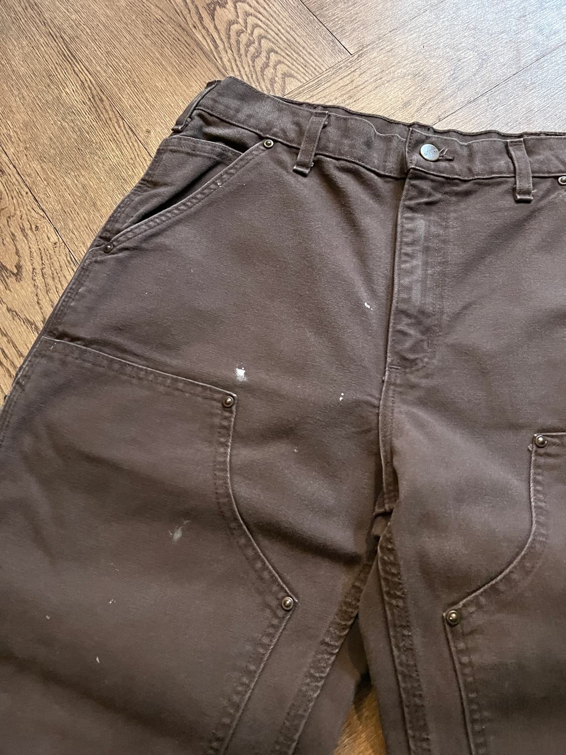 [32]칼하트 USA 빈티지 페인팅 다크브라운 더블니 워크 팬츠 상품이미지5