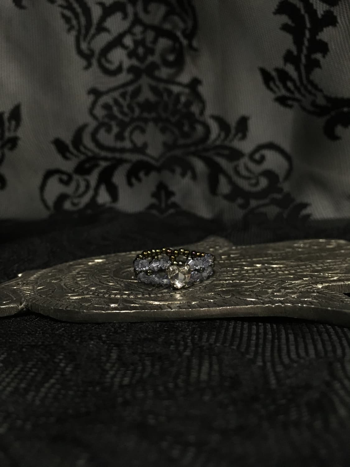 Vintage 스윙셋 레이어드 미니 하트 비즈 링 반지 그레이 블랙  상품이미지6