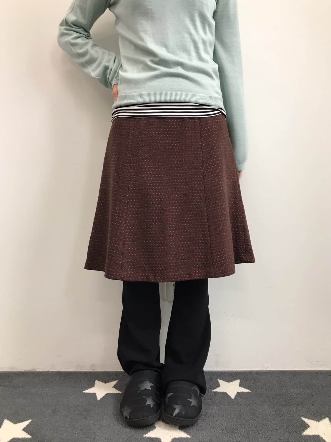 Fairy Brown Wool Dotted Midi Skirts 상품이미지1