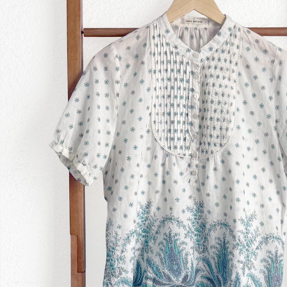 청록 들꽃 블라우스 상품이미지4